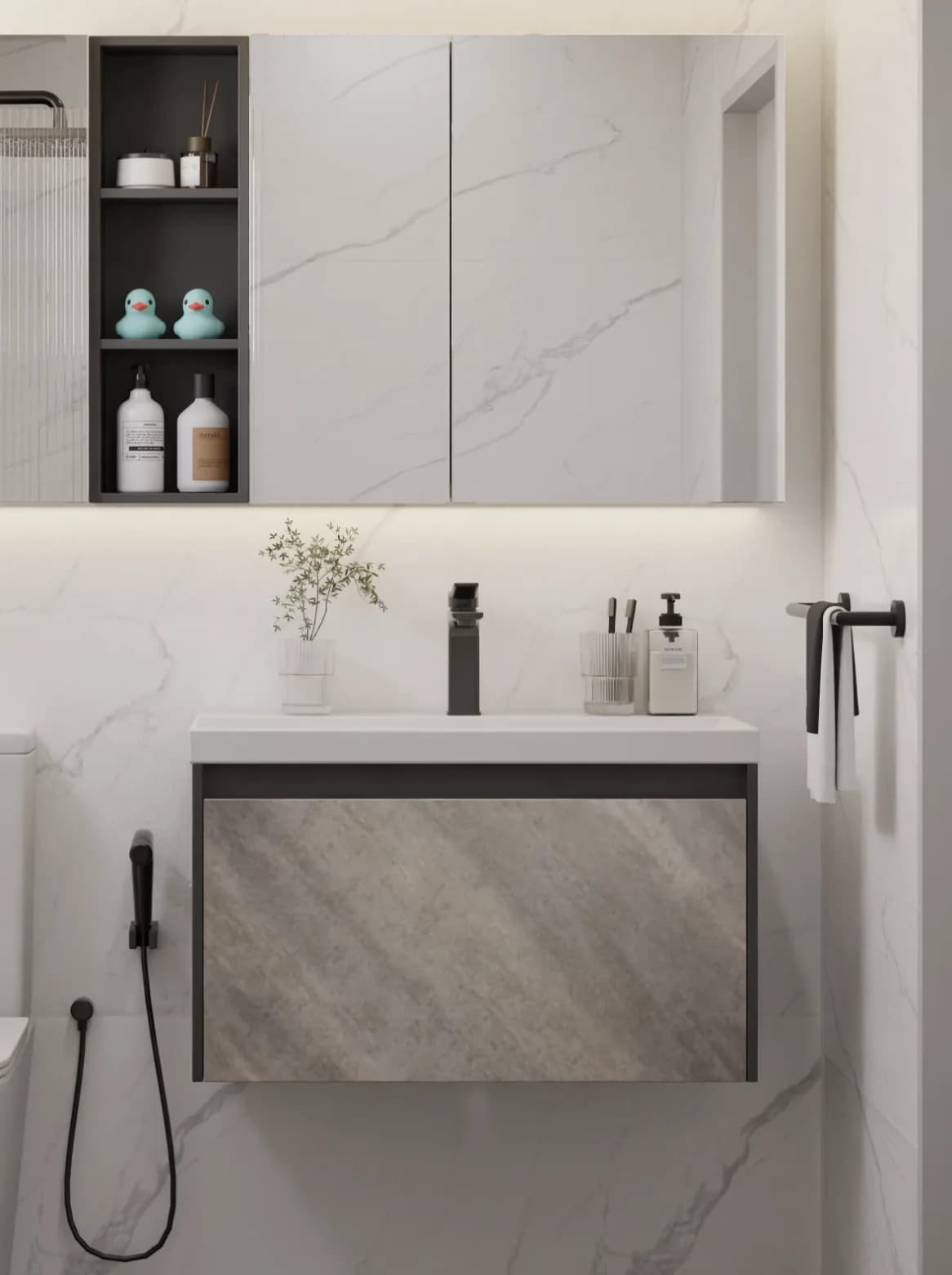 HERA Pebble Vanity Cabinet 600mm — Matte Grey