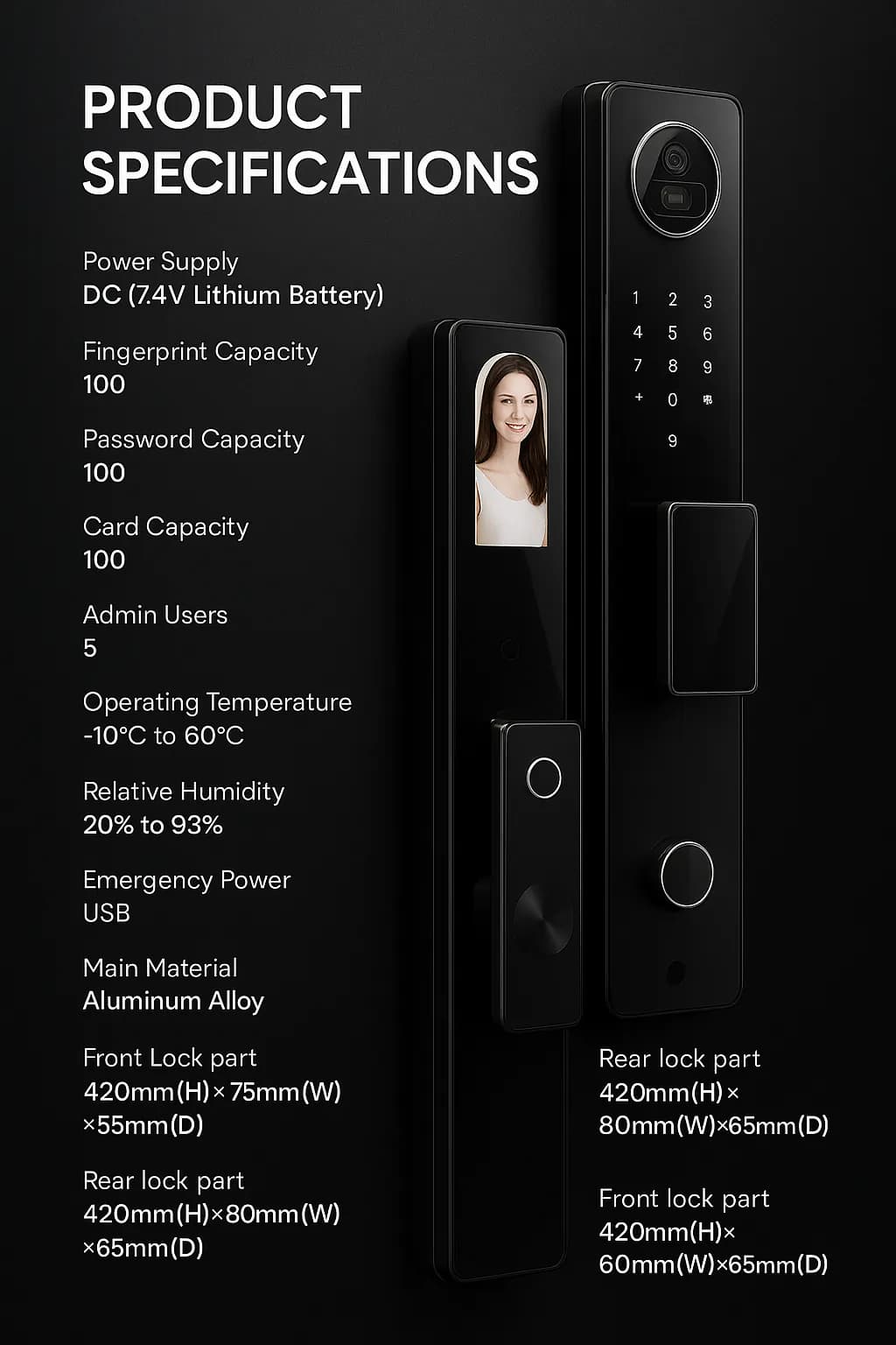 Interlock Mercury X5 Digital Door Lock (Face ID + Fingerprint)
